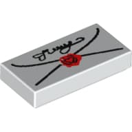 Tile 1 x 2 with Letter with Script and Seal Print