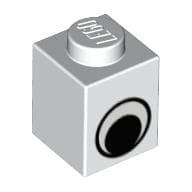 Brick 1 x 1 with Simple Eye Black and White Print