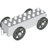 Duplo Wagon Base 2 x 8 x 1 1/2 with Large Dark Gray Spoked Wheels
