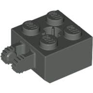 Hinge Brick 2 x 2 Locking with 2 Fingers Vertical and Axle Hole, 9 Teeth