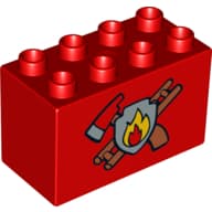 Duplo Brick 2 x 4 x 2 with Fire Department Print