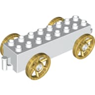 Duplo Wagon Base 2 x 8 x 1 1/2 with Large Copper Spoked Wheels