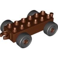 Duplo Car Base, 2 x 6 with Black Wheels and Open Hitch End