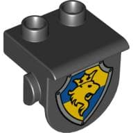 Duplo Plate 1 x 2 with Overhang, with Lion and Crown on Yellow and Blue Shield Print