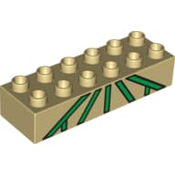 Duplo Brick 2 x 6 with Green Lattice Print