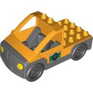 Duplo Truck Pickup Flatbed with Dark Bluish Gray Base with Tire and Tools Print