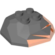 Rock Boulder, Top with Marbled Trans-Neon Orange Pattern