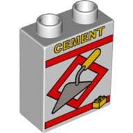 Duplo Brick 1 x 2 x 2, with 'CEMENT' and Trowel Print