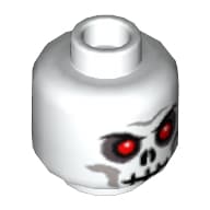 Minifig Head Skeleton, Skull, Evil with Scowl Black Print, Red Eyes Print [Blocked Open Stud]