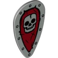 Shield Ovoid with Silver Skull on Dark Red Print