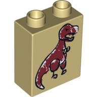Duplo Brick 1 x 2 x 2 with Cave Painting Tyrannosaurus (Dinosaur) Print