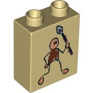 Duplo Brick 1 x 2 x 2 with Cave Painting Human Print