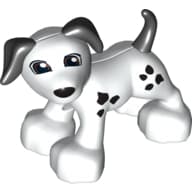 Duplo Animal Dog Large Paws with Black Ears and Tail and Spots, Eyes Looking Left Print