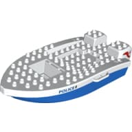 Duplo Boat Hull 8 x 17 (Complete Assembly) with 'POLICE' and Badge Print