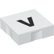 Duplo Tile 2 x 2 with Lowercase 'v 'Print