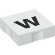 Duplo Tile 2 x 2 with Lowercase 'w' Print