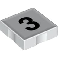 Duplo Tile 2 x 2 with Number '3' Print