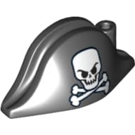 Hat Pirate Bicorne with Evil Skull and Crossbones Print