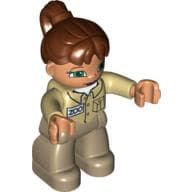 Duplo Figure with Ponytail Reddish Brown, Zoo Shirt