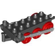 Duplo Train Chassis with Light Bluish Gray Drive Rod & Red Wheels