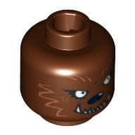 Minifig Head Werewolf, White Deep Set Eyes, Fangs, Light Brown Fur Print [Blocked Open Stud]