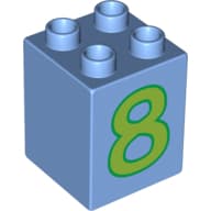 Duplo Brick 2 x 2 x 2 with Lime No. 8 Print