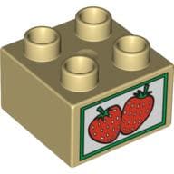 Duplo Brick 2 x 2 with Two Strawberries Print