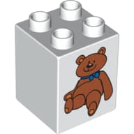Duplo Brick 2 x 2 x 2 with Teddy Bear Print