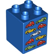 Duplo Brick 2 x 2 x 2 with 9 Cars Print