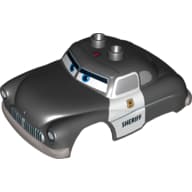 Duplo Car Body, 2 Top Studs with Cars Sheriff Print