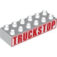 Duplo Brick 2 x 6 with 'Truckstop' In Red Letters Print