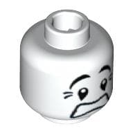 Minifig Head Mime, Scared Look, Black Eyes with White Pupils Print [Blocked Open Stud]