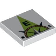 Tile 2 x 2 with Compass East 'E' in Lime Pointer Print