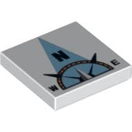 Tile 2 x 2 with Compass North 'N' in Light Blue Pointer Print