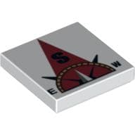 Tile 2 x 2 with Compass South 'S' in Dark Red Pointer Print