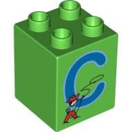 Duplo Brick 2 x 2 x 2 with 'C' and Cowboy Print