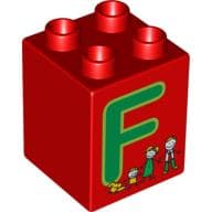 Duplo Brick 2 x 2 x 2 with 'F' and Family Print