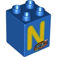Duplo Brick 2 x 2 x 2 with 'N' and Nest Print