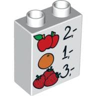 Duplo Brick 1 x 2 x 2 with Apples, Orange, and Strawberries Prices Print