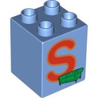 Duplo Brick 2 x 2 x 2 with 'S' and Sofa / Couch Print