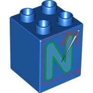 Duplo Brick 2 x 2 x 2 with 'N' and Needle Print