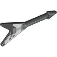 Musical Instrument Guitar Electric with Silver Strings, White Body Print