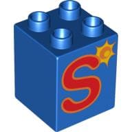 Duplo Brick 2 x 2 x 2 with 'S' and Sun Print
