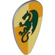 Shield Ovoid with Dark Green Dragon on Light Yellow and Ochre Quarters Background Print