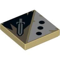 Tile 2 x 2 with 3 Black Dots and Sword Print