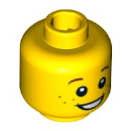 Minifig Head, Brown Eyebrows and Freckles, Open Smile, White Pupils Print