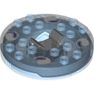 Turntable 6 x 6 Round Trans-Medium Blue Base with Trans-Medium Blue Top and White and Purple Print (Ninjago Spinner)