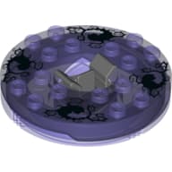 Turntable 6 x 6 Round Trans-Purple Base with Trans-Purple Top and Black and White Print (Ninjago Spinner)