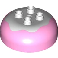 Duplo Brick Round 4 x 4 Dome Top with 2 x 2 Studs - Marbled White 'Frosting'