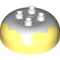 Duplo Brick Round 4 x 4 Dome Top with 2 x 2 Studs - Marbled White 'Frosting'